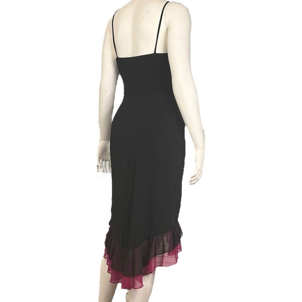 Vintage Y2K Ruby Rox Whimsigoth Asymmetrical Ruffle Dress Black Pink L - Picture 4 of 14